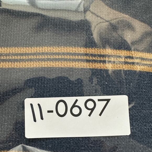 Toad Co Waffle Knit Thermal Shirt Mens Large Striped Blue Tan Organic Cotton EUC - Picture 8 of 8